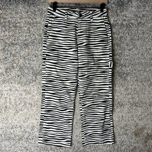 Obey Pants Womens 24 Black White Zebra Print Carpenter Cotton Casual Jeans